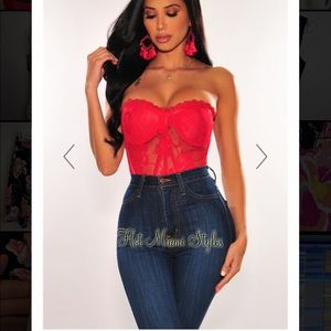 Hot Miami Styles Red Lace Crop Top
